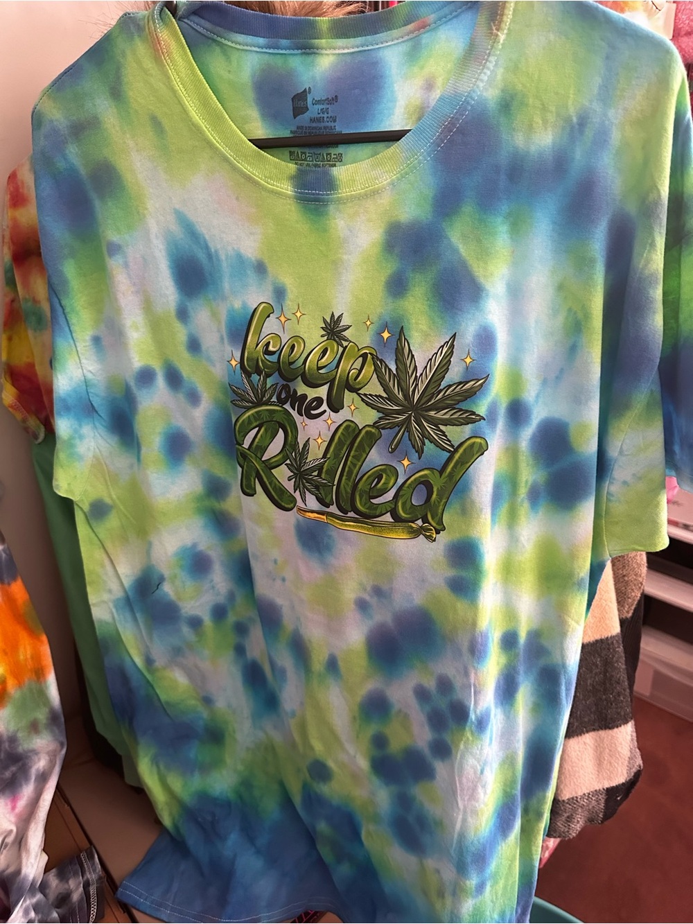 Hanes Tie-Dye Short Sleeve Tee - Blue & Green